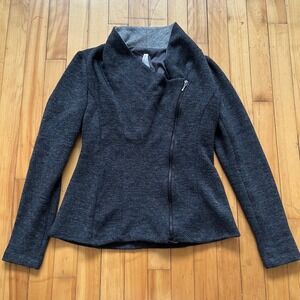 Iris Setlakwe Asymmetric Zip Moto Knit Jacket Charcoal Gray Size 8